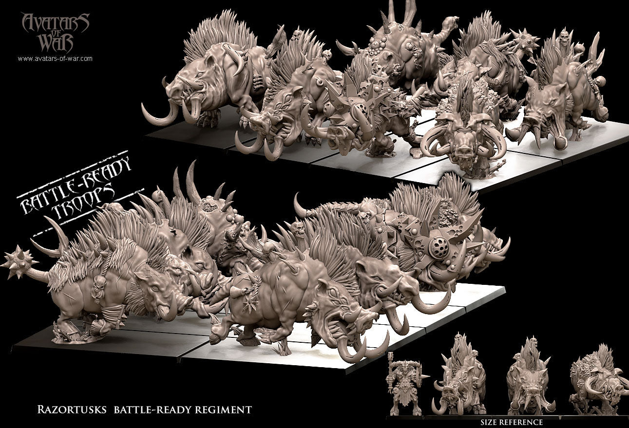 7 Razortusks Battle-Ready Regiment | Mutated Chaos Boars