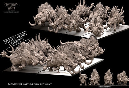 7 Razortusks Battle-Ready Regiment | Mutated Chaos Boars