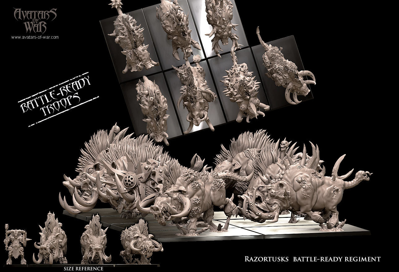 7 Razortusks Battle-Ready Regiment | Mutated Chaos Boars