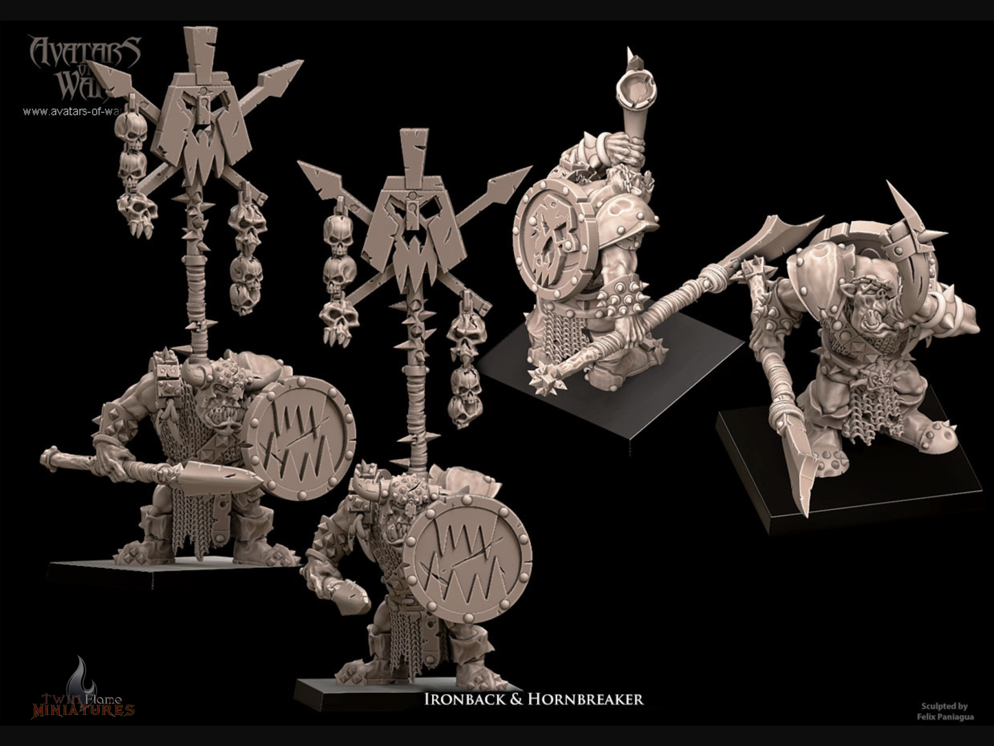 Da Blood Faalanx 27 Orc Spearmen Battle-Ready Regiment with Chieftain Tharok Ironchest and his Command