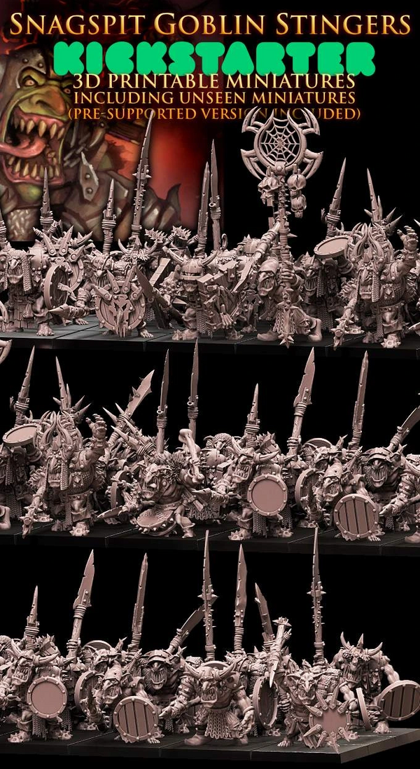 Snagspit Goblin Stingers Battle-Ready Regiment (33 Goblin Spearmen)