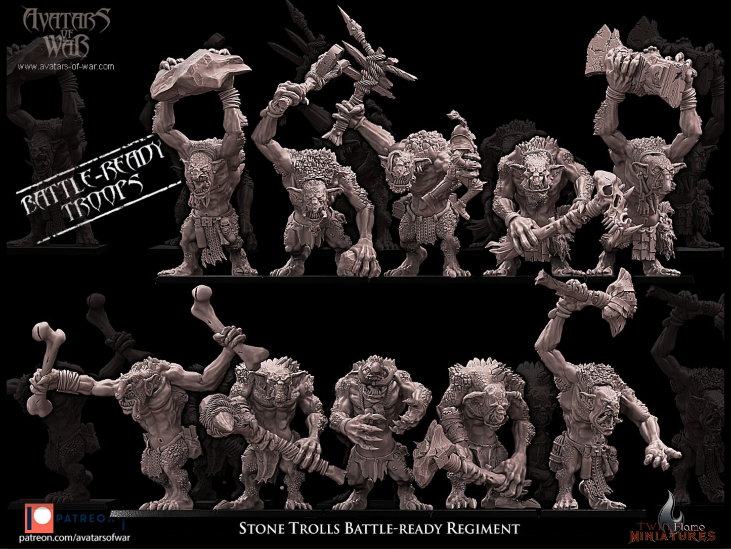 10 Stone Trolls Battle-Ready Regiment